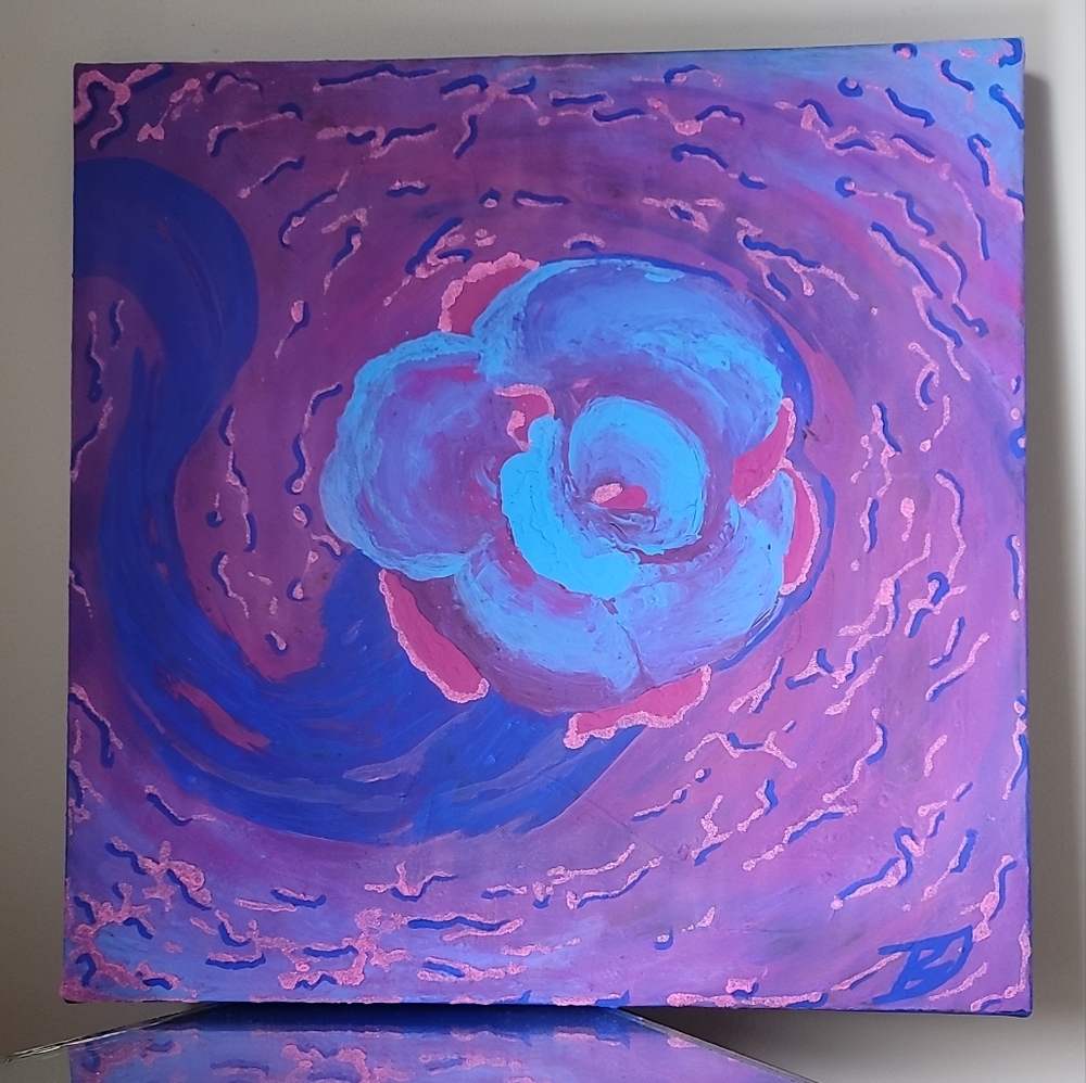 Abstract Blue and Purple Flower Canvas Art